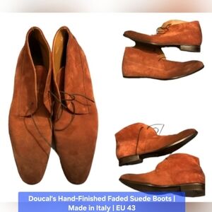 Doucal’s Hand-Finished Faded Suede Chukka Boots  Made in Italy EU 43/US 10-10.5